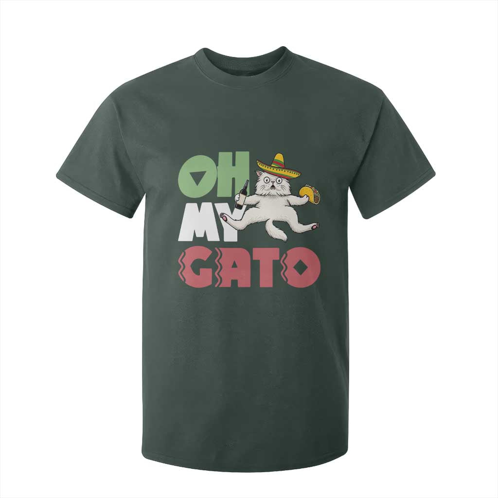 Funny Cinco De Mayo Drunk Cat T Shirt For Kid Oh My Gato TS12 Dark Forest Green Print Your Wear