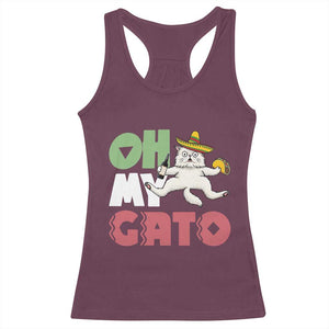 Funny Cinco De Mayo Drunk Cat Racerback Tank Top Oh My Gato TS12 Maroon Print Your Wear