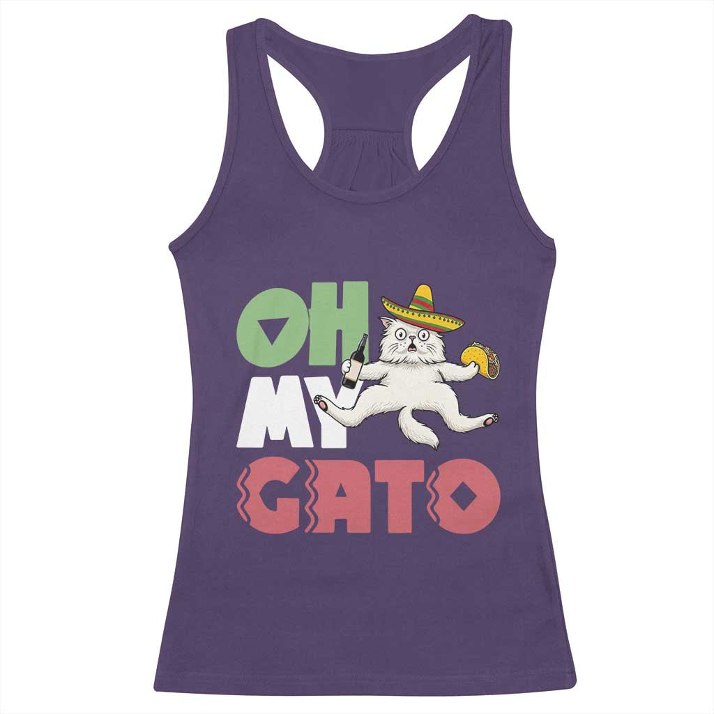 Funny Cinco De Mayo Drunk Cat Racerback Tank Top Oh My Gato TS12 Purple Print Your Wear
