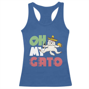 Funny Cinco De Mayo Drunk Cat Racerback Tank Top Oh My Gato TS12 Royal Blue Print Your Wear