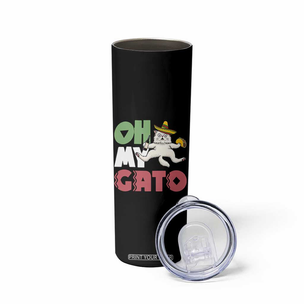 Funny Cinco De Mayo Drunk Cat Skinny Tumbler Oh My Gato TS12 Print Your Wear