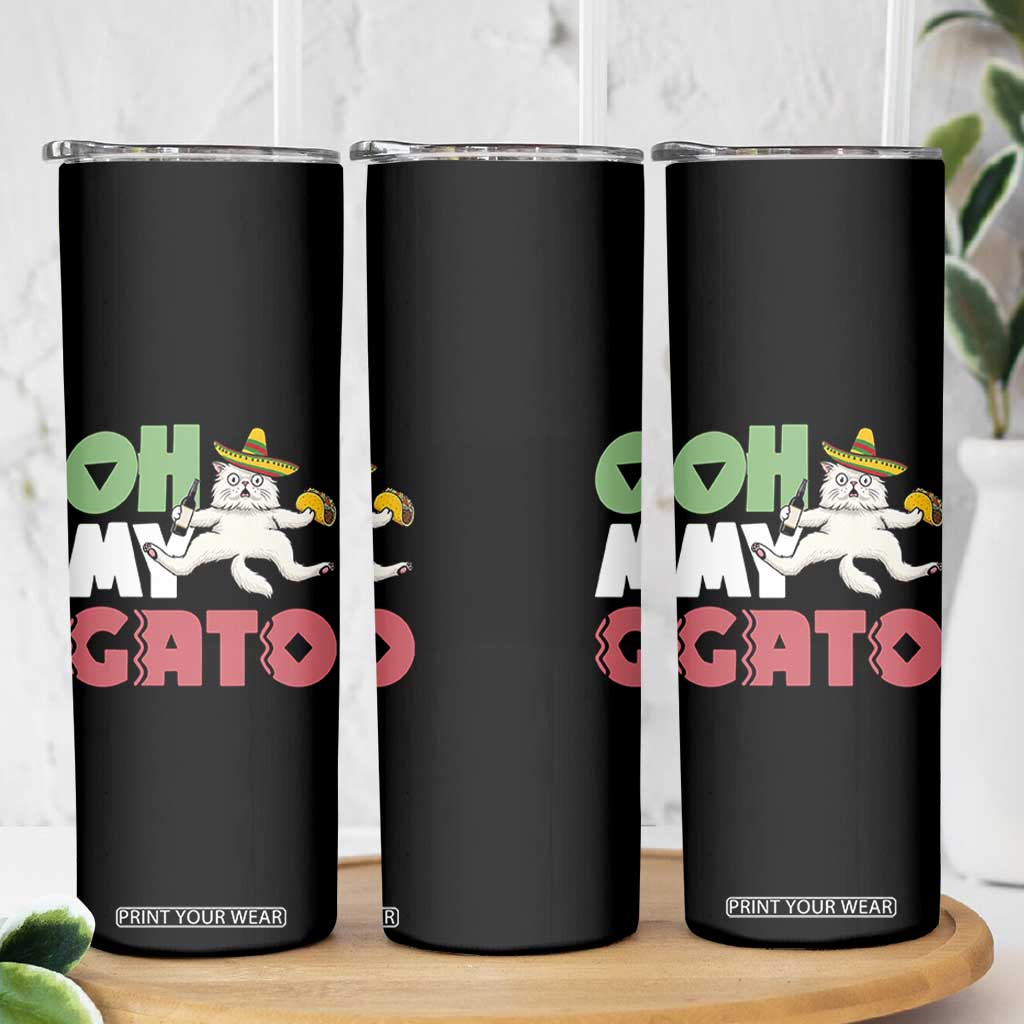 Funny Cinco De Mayo Drunk Cat Skinny Tumbler Oh My Gato TS12 Print Your Wear