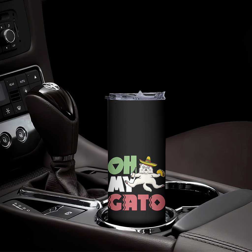 Funny Cinco De Mayo Drunk Cat Skinny Tumbler Oh My Gato TS12 Print Your Wear