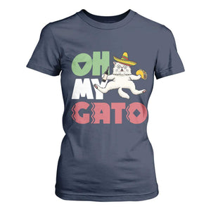 Funny Cinco De Mayo Drunk Cat T Shirt For Women Oh My Gato TS12 Navy Print Your Wear