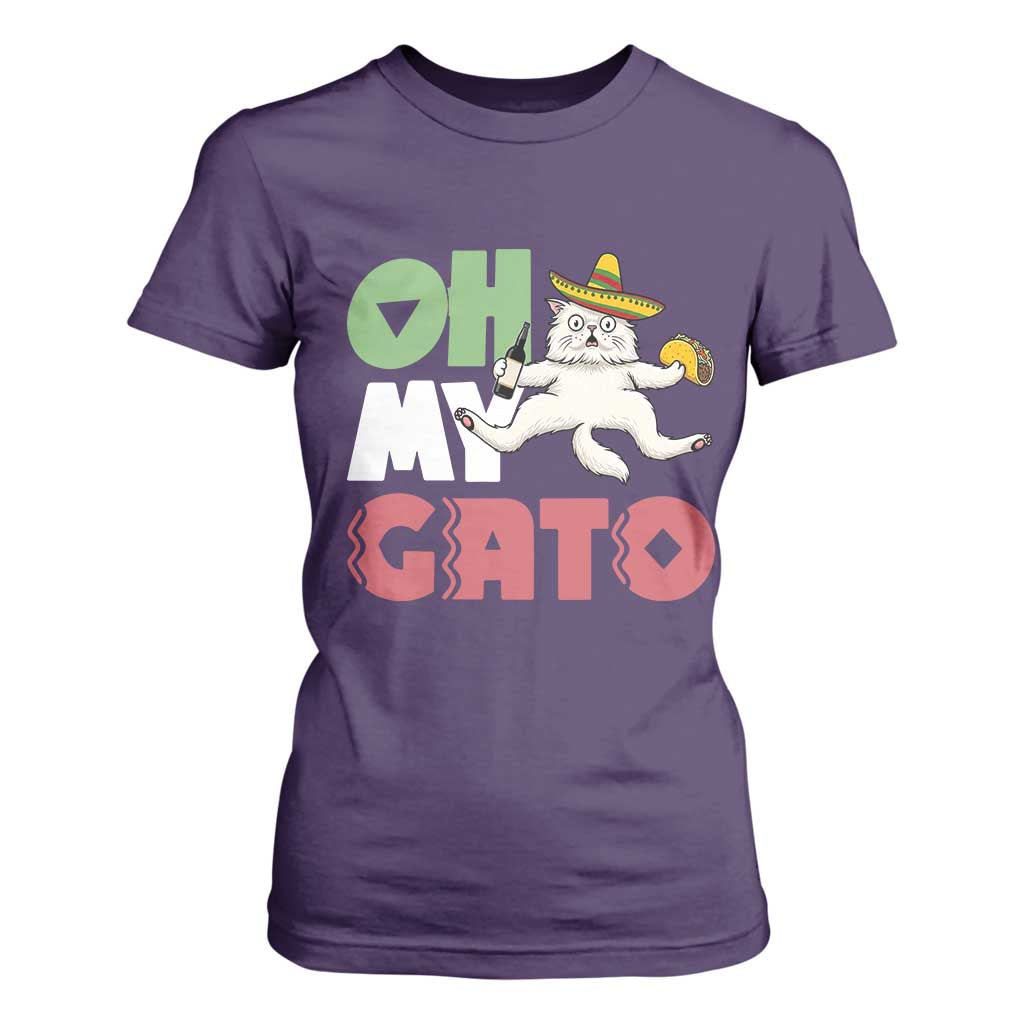Funny Cinco De Mayo Drunk Cat T Shirt For Women Oh My Gato TS12 Purple Print Your Wear