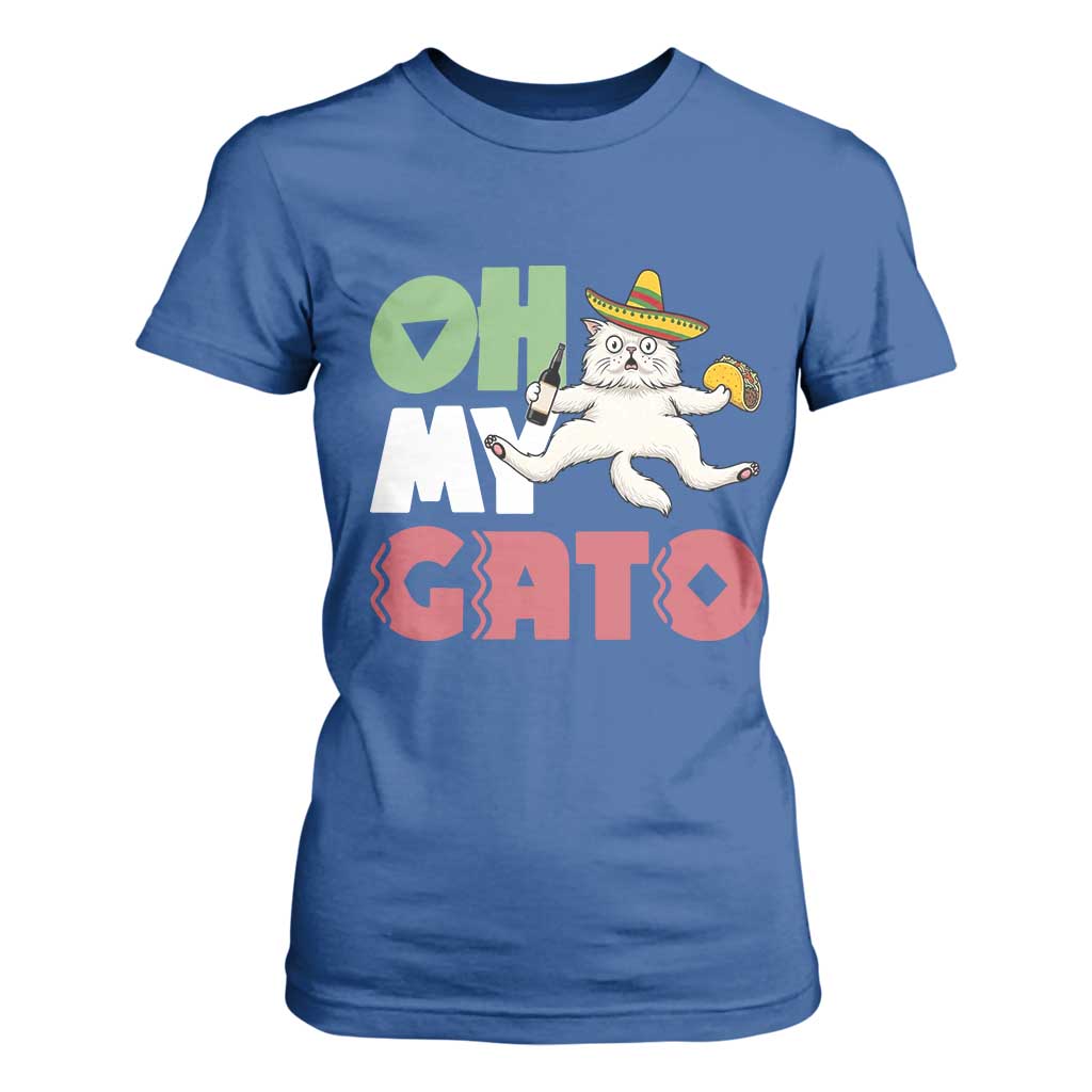 Funny Cinco De Mayo Drunk Cat T Shirt For Women Oh My Gato TS12 Royal Blue Print Your Wear