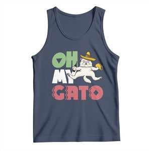 Funny Cinco De Mayo Drunk Cat Tank Top Oh My Gato TS12 Navy Print Your Wear