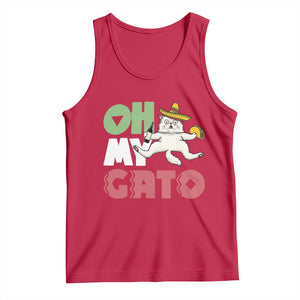 Funny Cinco De Mayo Drunk Cat Tank Top Oh My Gato TS12 Red Print Your Wear