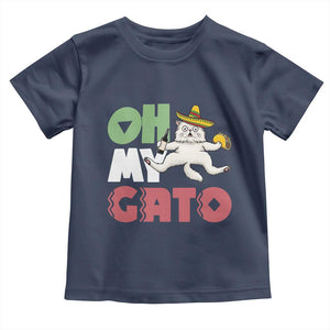 Funny Cinco De Mayo Drunk Cat Toddler T Shirt Oh My Gato TS12 Navy Print Your Wear