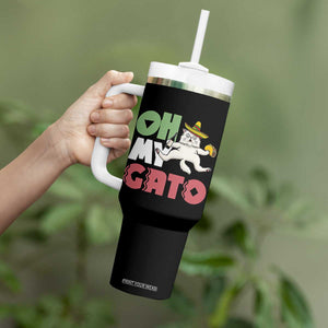 Funny Cinco De Mayo Drunk Cat Tumbler With Handle Oh My Gato TS12 Print Your Wear