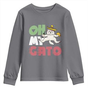 Funny Cinco De Mayo Drunk Cat Youth Sweatshirt Oh My Gato TS12 Charcoal Print Your Wear