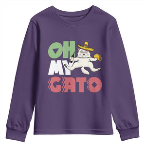 Funny Cinco De Mayo Drunk Cat Youth Sweatshirt Oh My Gato TS12 Purple Print Your Wear