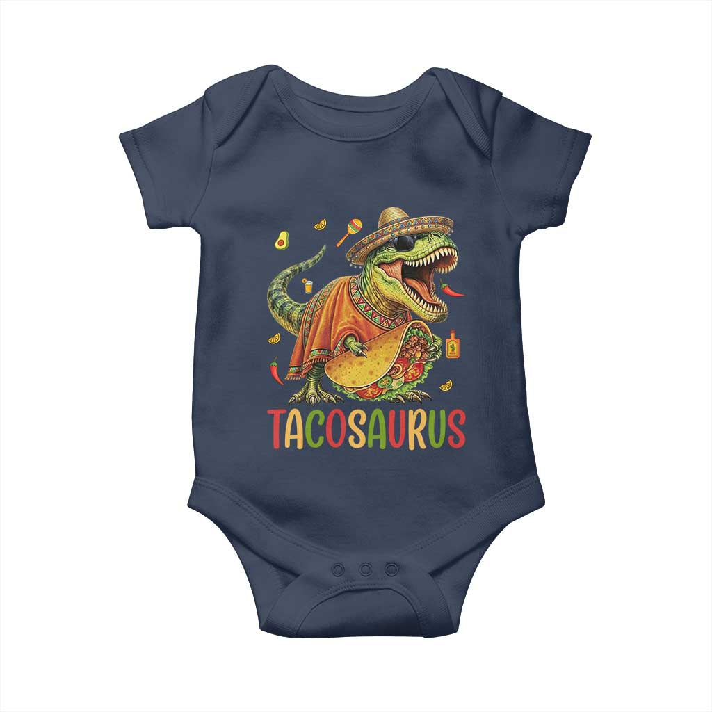 Cinco De Mayo Tacosaurus Baby Onesie Funny Dinosaur Taco Lover Gift TS12 Navy Print Your Wear