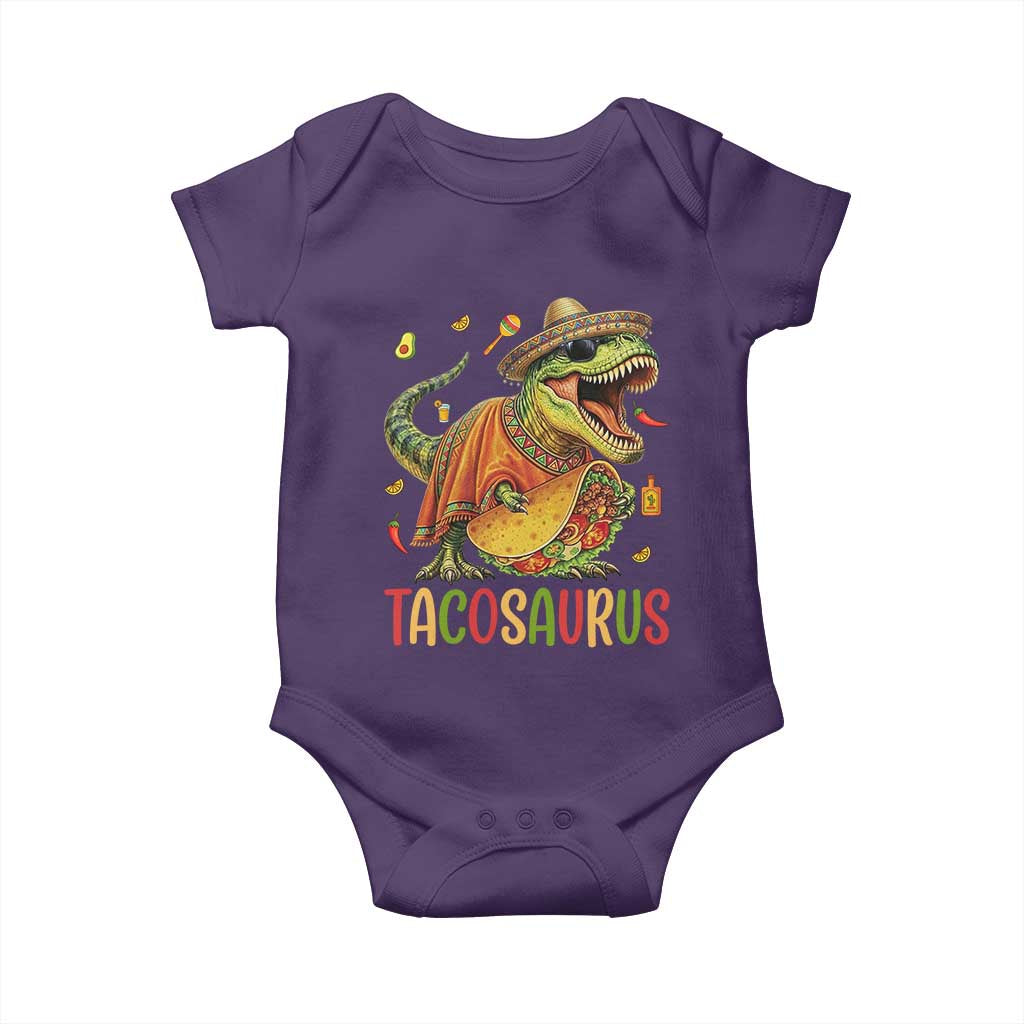 Cinco De Mayo Tacosaurus Baby Onesie Funny Dinosaur Taco Lover Gift TS12 Purple Print Your Wear
