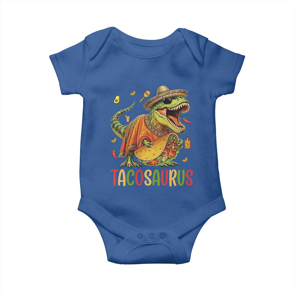 Cinco De Mayo Tacosaurus Baby Onesie Funny Dinosaur Taco Lover Gift TS12 Royal Blue Print Your Wear