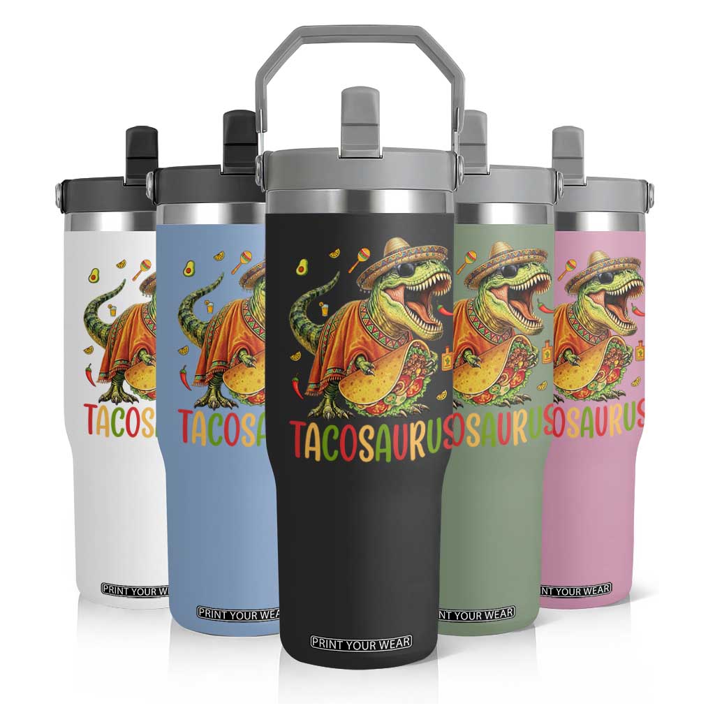 Cinco De Mayo Tacosaurus Flip Straw Tumbler Funny Dinosaur Taco Lover Gift TS12 Print Your Wear
