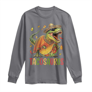 Cinco De Mayo Tacosaurus Long Sleeve Shirt Funny Dinosaur Taco Lover Gift TS12 Charcoal Print Your Wear
