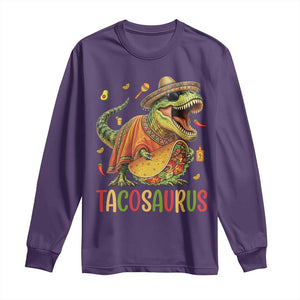 Cinco De Mayo Tacosaurus Long Sleeve Shirt Funny Dinosaur Taco Lover Gift TS12 Purple Print Your Wear