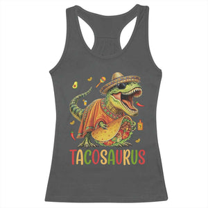 Cinco De Mayo Tacosaurus Racerback Tank Top Funny Dinosaur Taco Lover Gift TS12 Dark Heather Print Your Wear