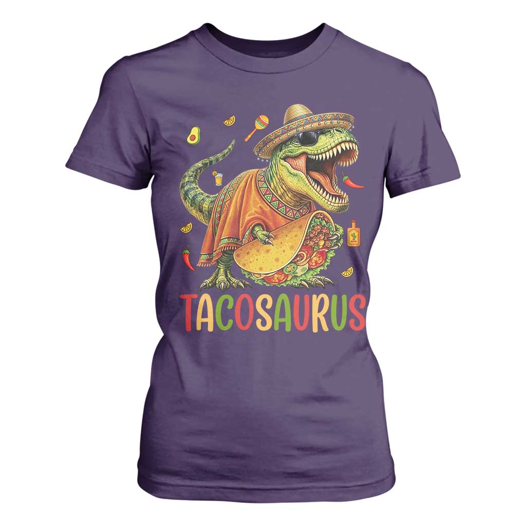 Cinco De Mayo Tacosaurus T Shirt For Women Funny Dinosaur Taco Lover Gift TS12 Purple Print Your Wear