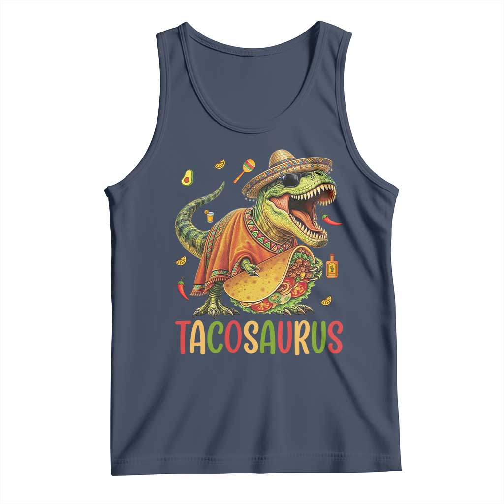 Cinco De Mayo Tacosaurus Tank Top Funny Dinosaur Taco Lover Gift TS12 Navy Print Your Wear
