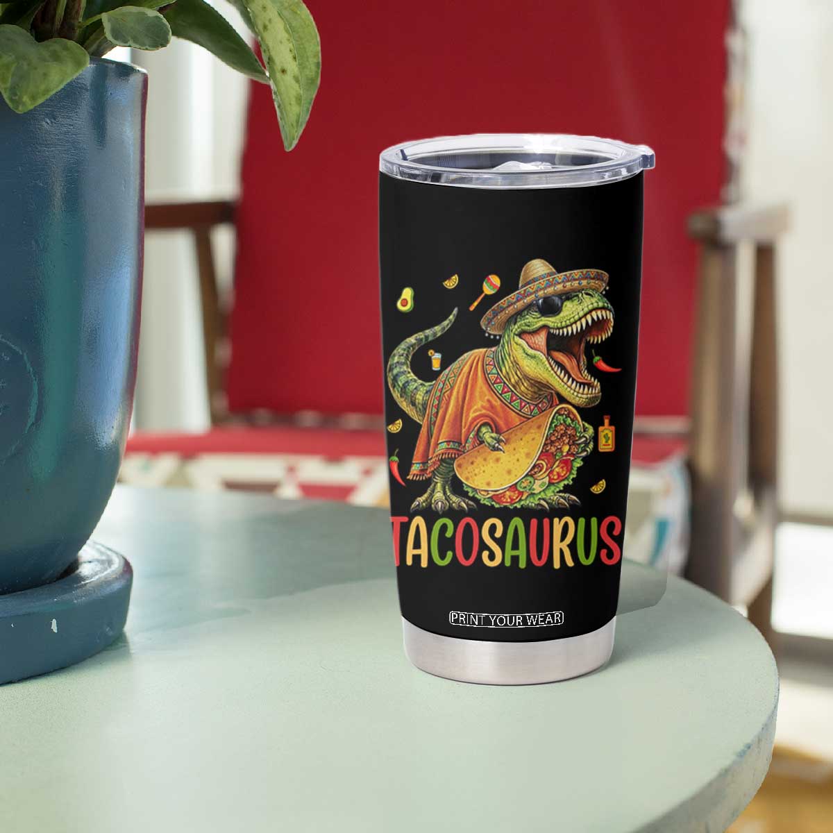 Cinco De Mayo Tacosaurus Tumbler Cup Funny Dinosaur Taco Lover Gift TS12 Print Your Wear