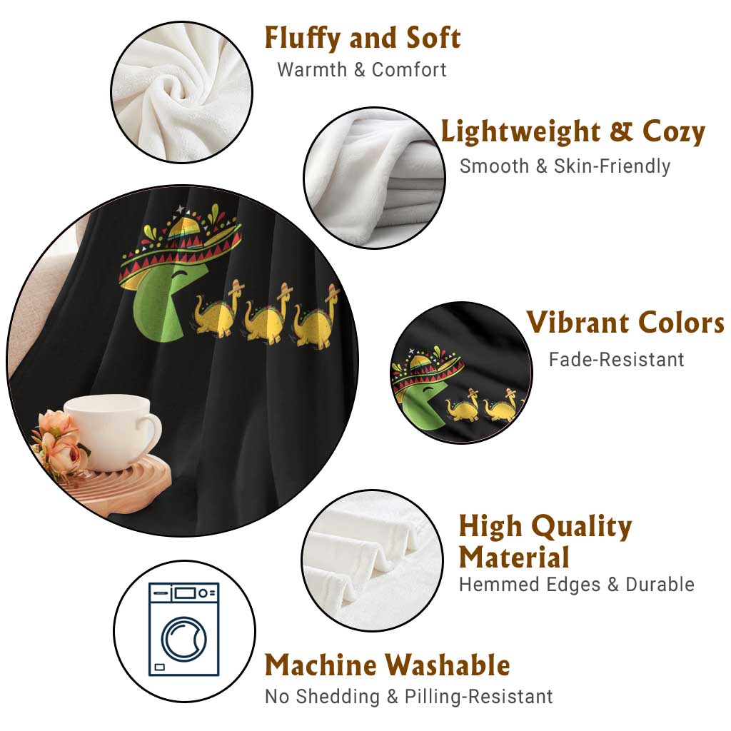 Funny Retro Game Tacosaurus Throw Blanket Cinco De Mayo Taco Lover Gift TS12 Print Your Wear