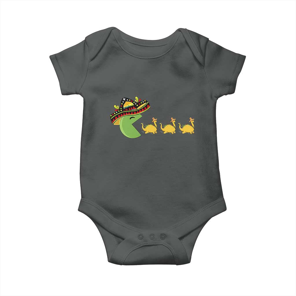 Funny Retro Game Tacosaurus Baby Onesie Cinco De Mayo Taco Lover Gift TS12 Dark Heather Print Your Wear