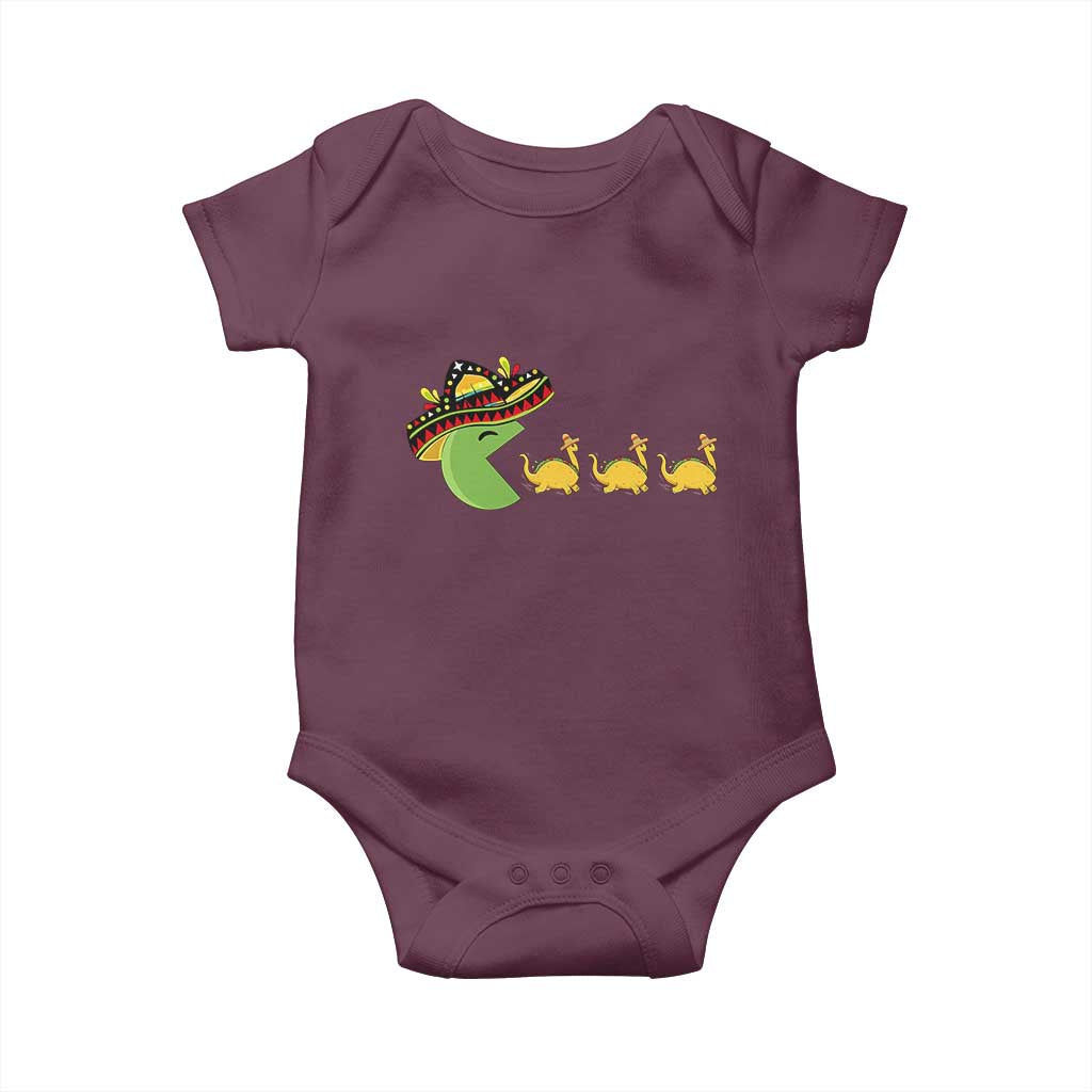 Funny Retro Game Tacosaurus Baby Onesie Cinco De Mayo Taco Lover Gift TS12 Maroon Print Your Wear