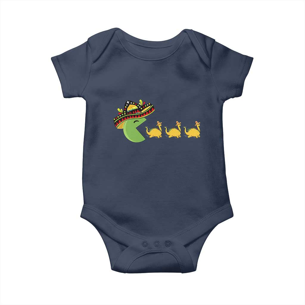 Funny Retro Game Tacosaurus Baby Onesie Cinco De Mayo Taco Lover Gift TS12 Navy Print Your Wear