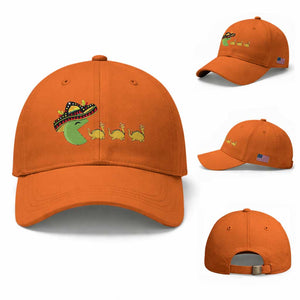 Funny Retro Game Tacosaurus Baseball Cap Cinco De Mayo Taco Lover Gift TS12 Baseball Cap Universal Fit Orange Print Your Wear