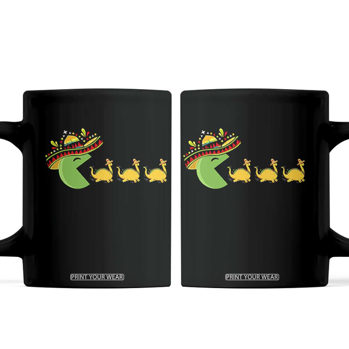 Funny Retro Game Tacosaurus Coffee Mug Cinco De Mayo Taco Lover Gift TS12 Black Print Your Wear