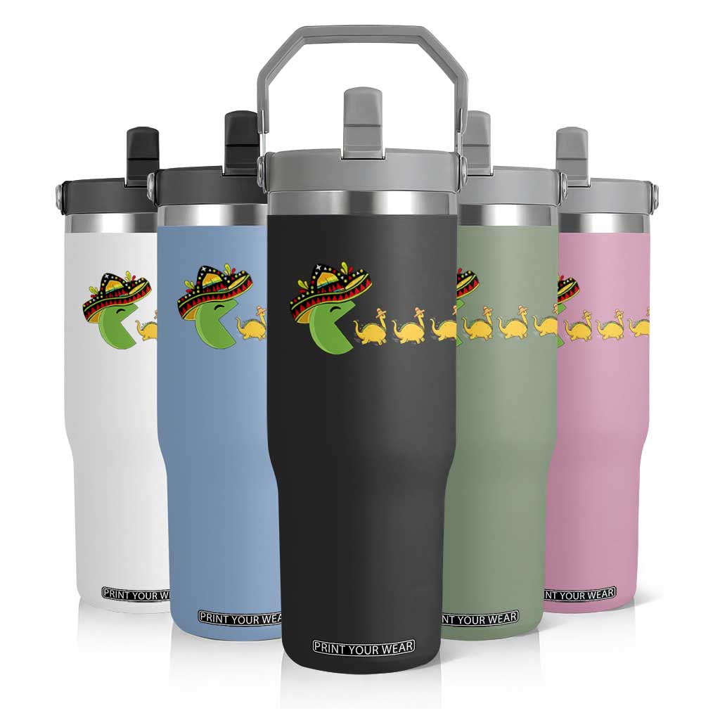 Funny Retro Game Tacosaurus Flip Straw Tumbler Cinco De Mayo Taco Lover Gift TS12 Print Your Wear