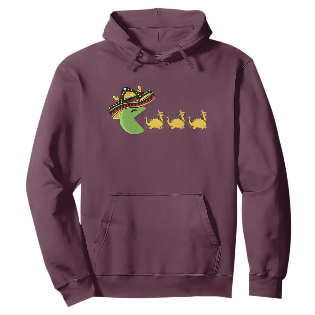 Funny Retro Game Tacosaurus Hoodie Cinco De Mayo Taco Lover Gift TS12 Maroon Print Your Wear