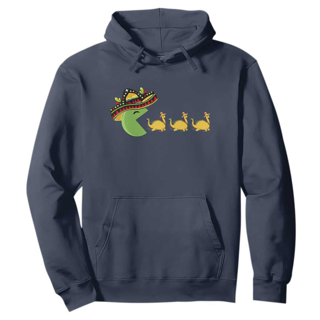 Funny Retro Game Tacosaurus Hoodie Cinco De Mayo Taco Lover Gift TS12 Navy Print Your Wear