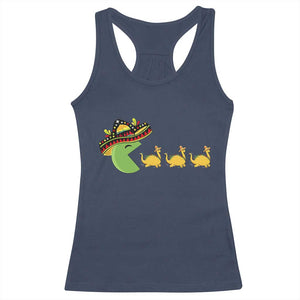 Funny Retro Game Tacosaurus Racerback Tank Top Cinco De Mayo Taco Lover Gift TS12 Navy Print Your Wear