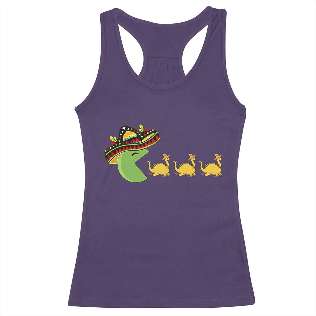 Funny Retro Game Tacosaurus Racerback Tank Top Cinco De Mayo Taco Lover Gift TS12 Purple Print Your Wear