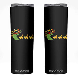 Funny Retro Game Tacosaurus Skinny Tumbler Cinco De Mayo Taco Lover Gift TS12 Black Print Your Wear
