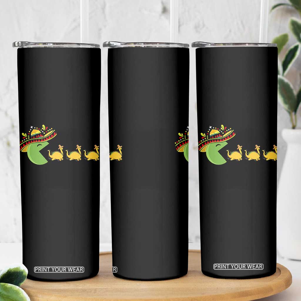 Funny Retro Game Tacosaurus Skinny Tumbler Cinco De Mayo Taco Lover Gift TS12 Print Your Wear