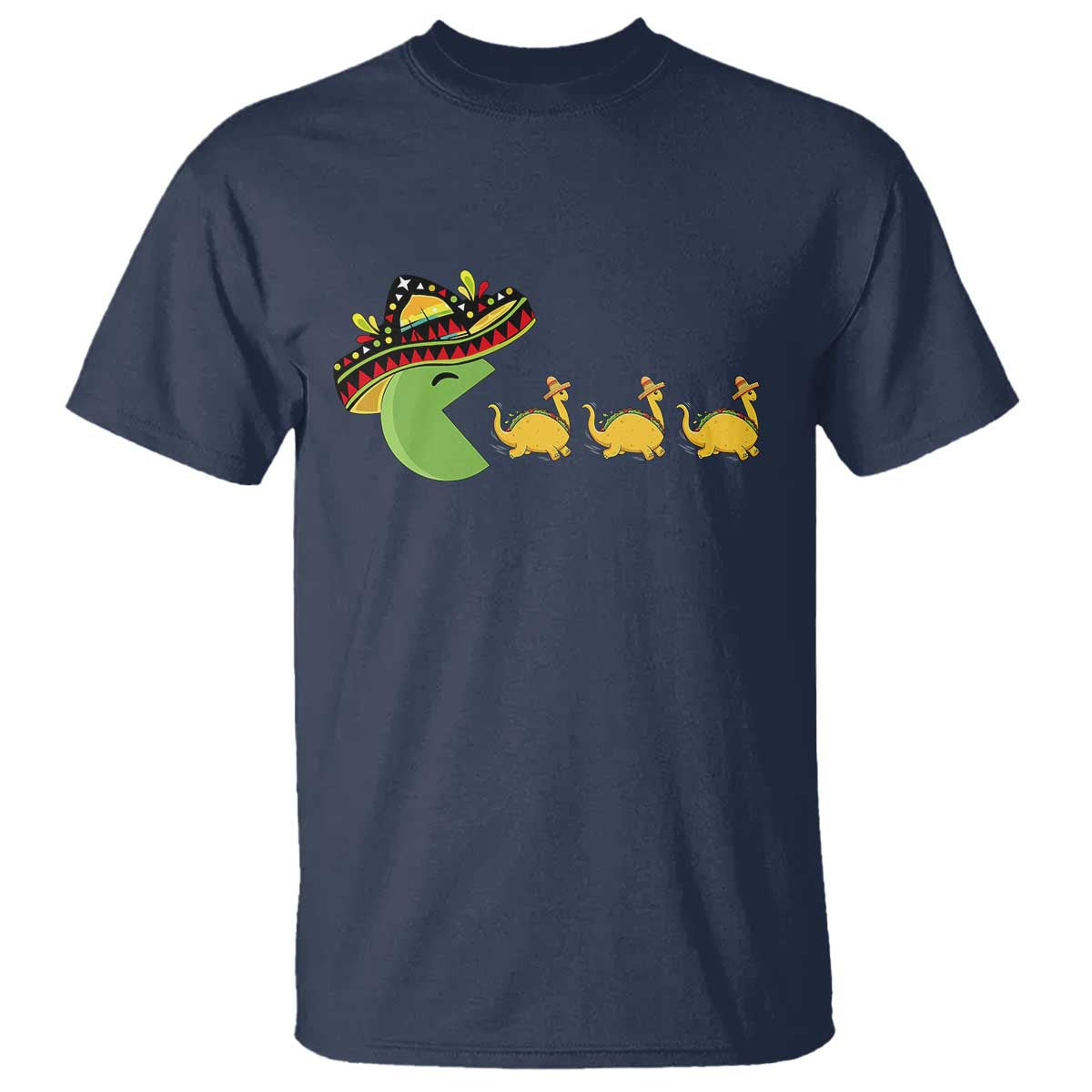 Funny Retro Game Tacosaurus T Shirt Cinco De Mayo Taco Lover Gift TS12 Navy Print Your Wear