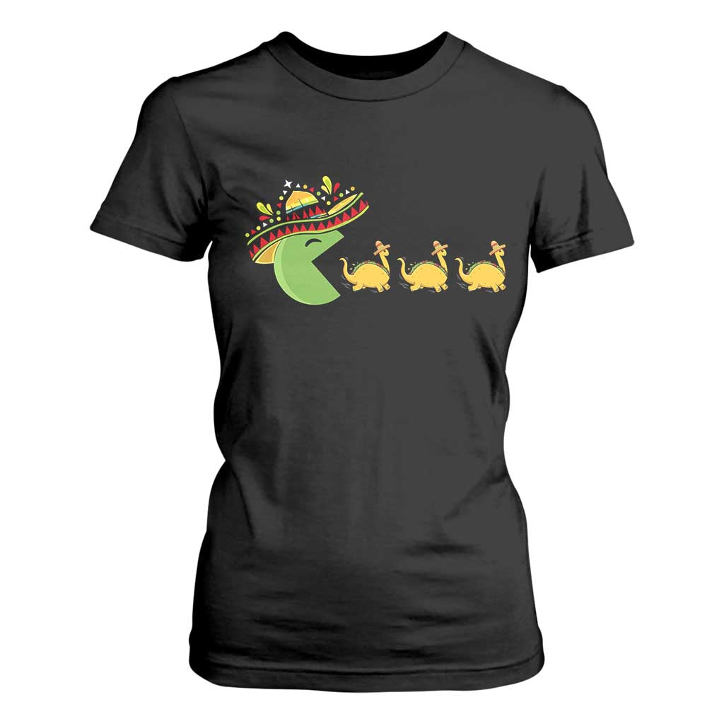Funny Retro Game Tacosaurus T Shirt For Women Cinco De Mayo Taco Lover Gift TS12 Black Print Your Wear