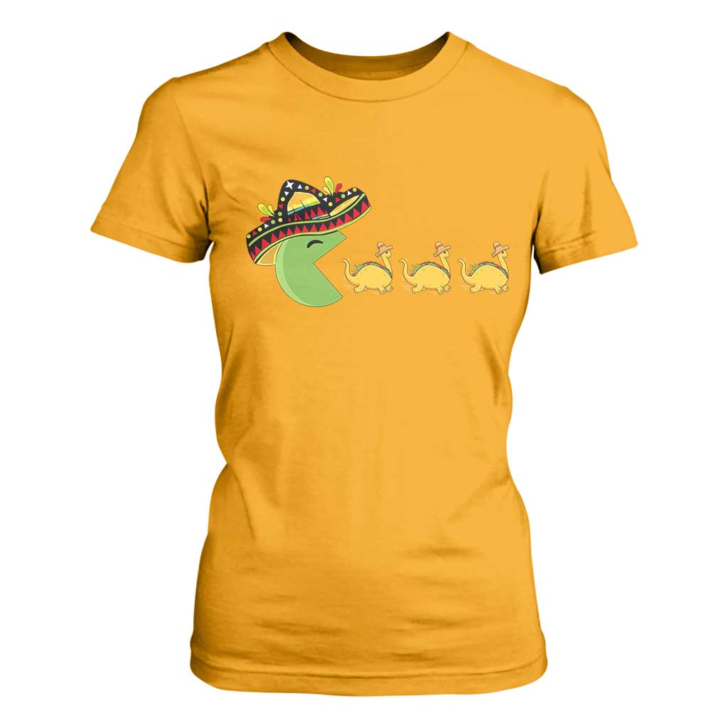 Funny Retro Game Tacosaurus T Shirt For Women Cinco De Mayo Taco Lover Gift TS12 Gold Print Your Wear