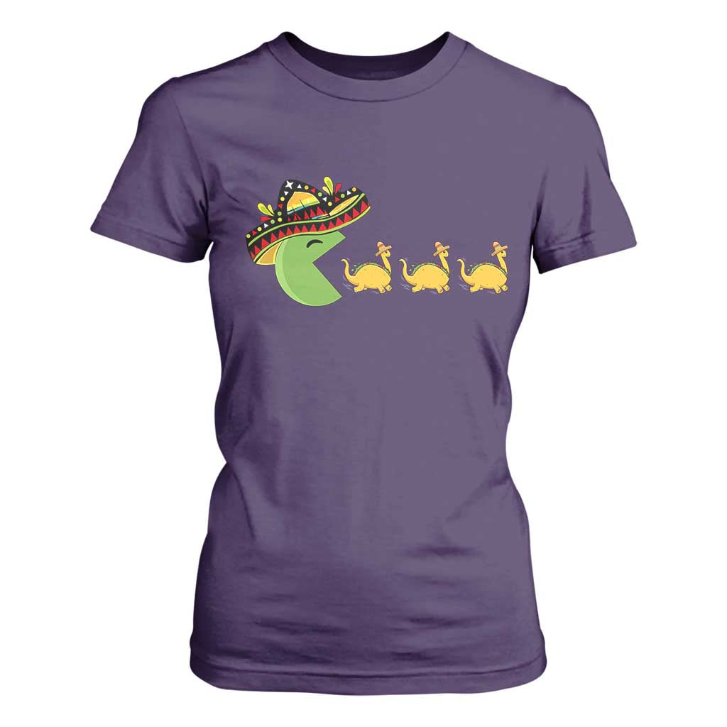 Funny Retro Game Tacosaurus T Shirt For Women Cinco De Mayo Taco Lover Gift TS12 Purple Print Your Wear