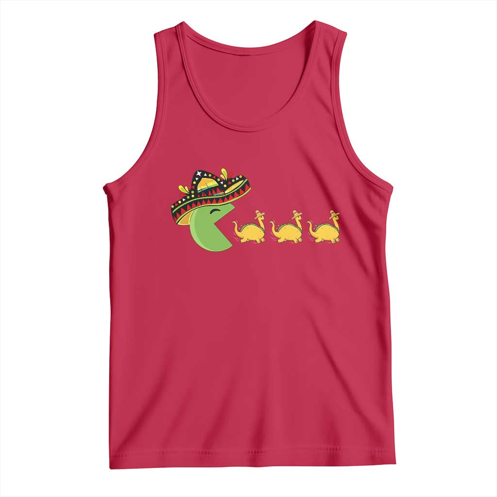 Funny Retro Game Tacosaurus Tank Top Cinco De Mayo Taco Lover Gift TS12 Red Print Your Wear