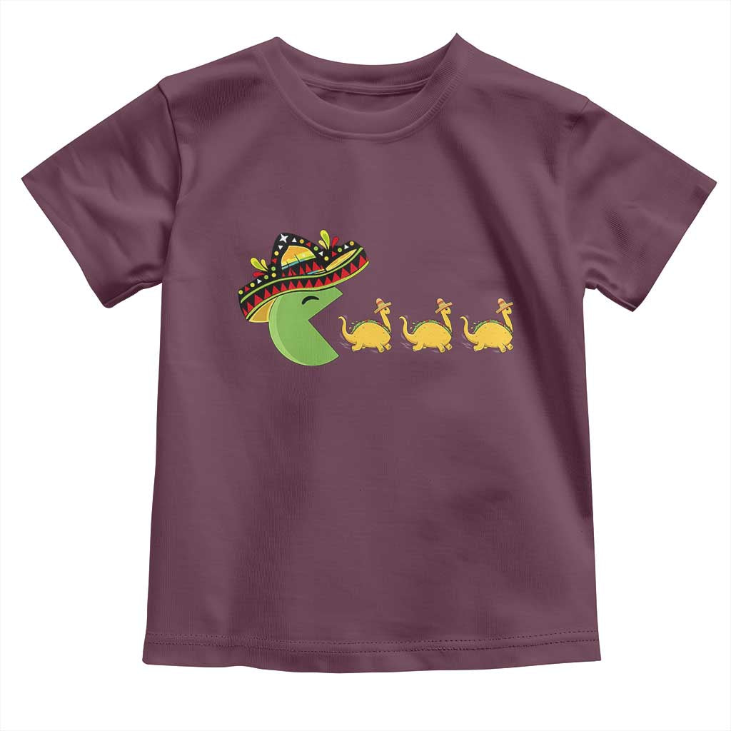 Funny Retro Game Tacosaurus Toddler T Shirt Cinco De Mayo Taco Lover Gift TS12 Maroon Print Your Wear