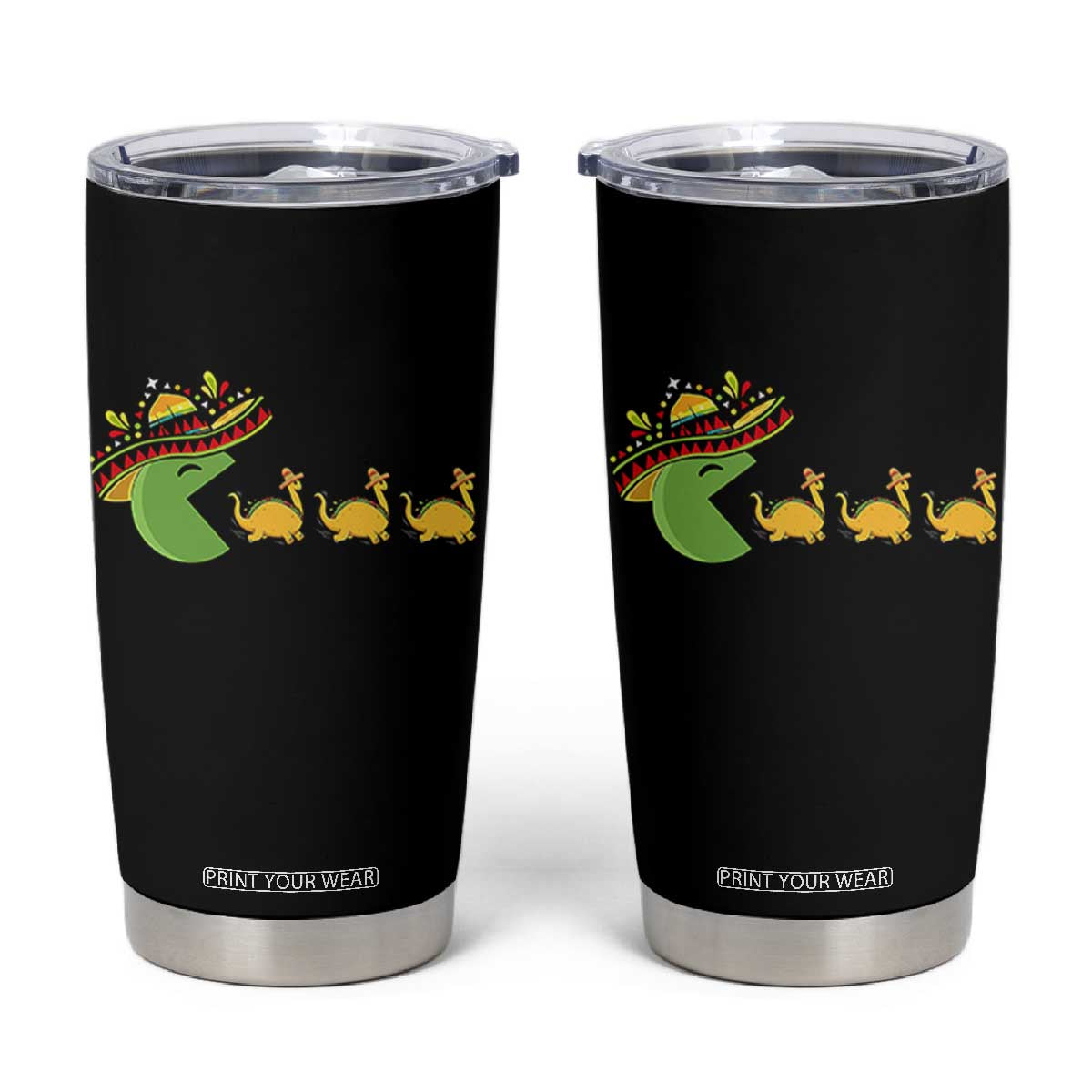 Funny Retro Game Tacosaurus Tumbler Cup Cinco De Mayo Taco Lover Gift TS12 Black Print Your Wear