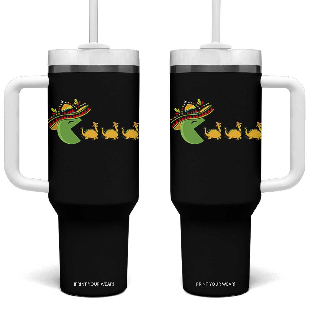 Funny Retro Game Tacosaurus Tumbler With Handle Cinco De Mayo Taco Lover Gift TS12 One Size: 40 oz Black Print Your Wear