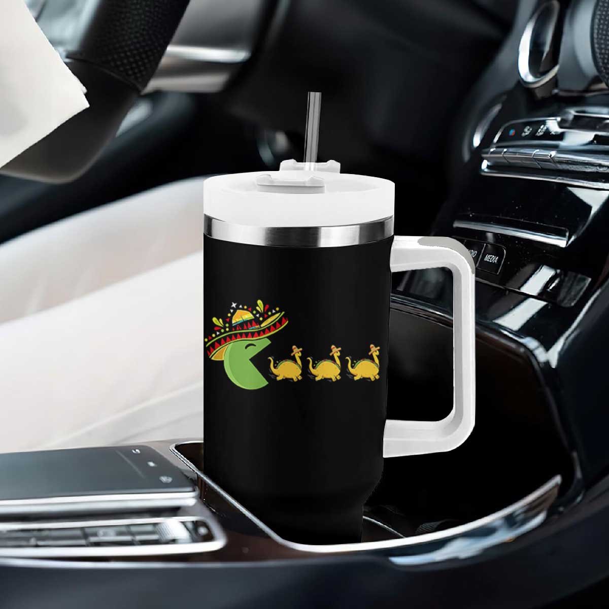 Funny Retro Game Tacosaurus Tumbler With Handle Cinco De Mayo Taco Lover Gift TS12 Print Your Wear