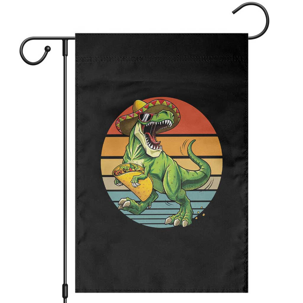 Vintage Dinosaur Taco Lover Garden Flag Cinco De Mayo Gift TS12 Black Print Your Wear