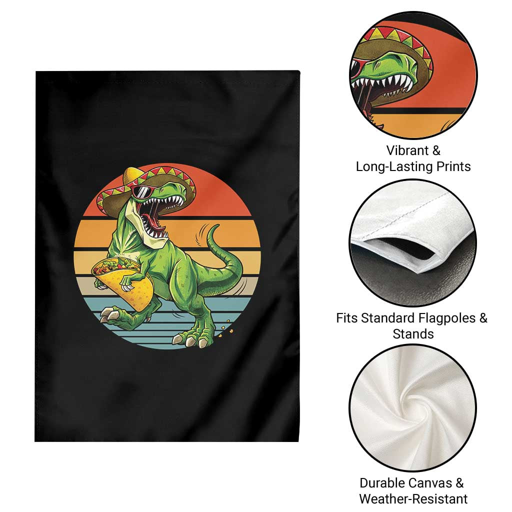 Vintage Dinosaur Taco Lover Garden Flag Cinco De Mayo Gift TS12 Print Your Wear